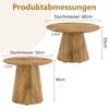 Coffee Table Set in Natural Wood Look (MDF) - 2 Round Stool Side Tables, High 50x48 cm + Low 60x35 cm, Suitable for Living Room / Lounge Area.