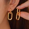 Trendy Electroplated Oval U-Shaped Copper Earrings for Women