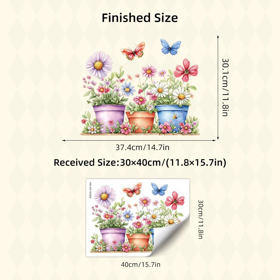 Plants & Flowers Double-Sided Window Stickers Self-Adhesive Glass Wall Art Decor 30x40CM