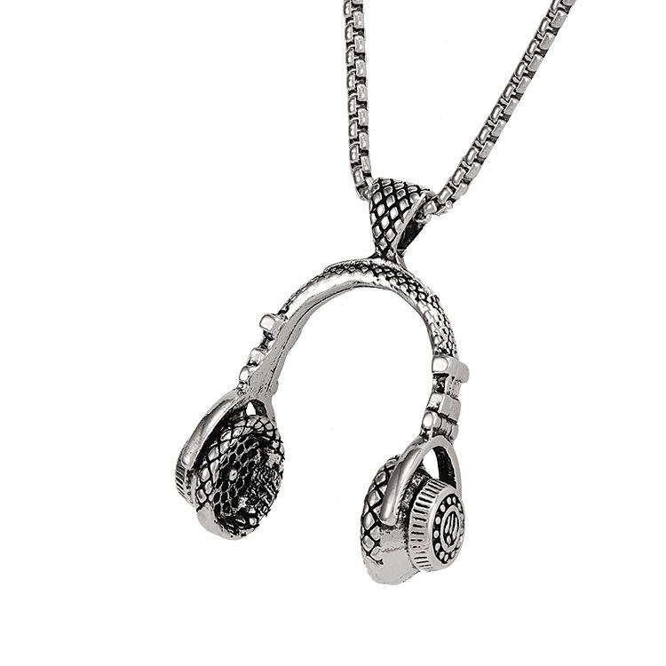 Men's Hip-Hop Titanium Steel Rock Music Pendant Necklace