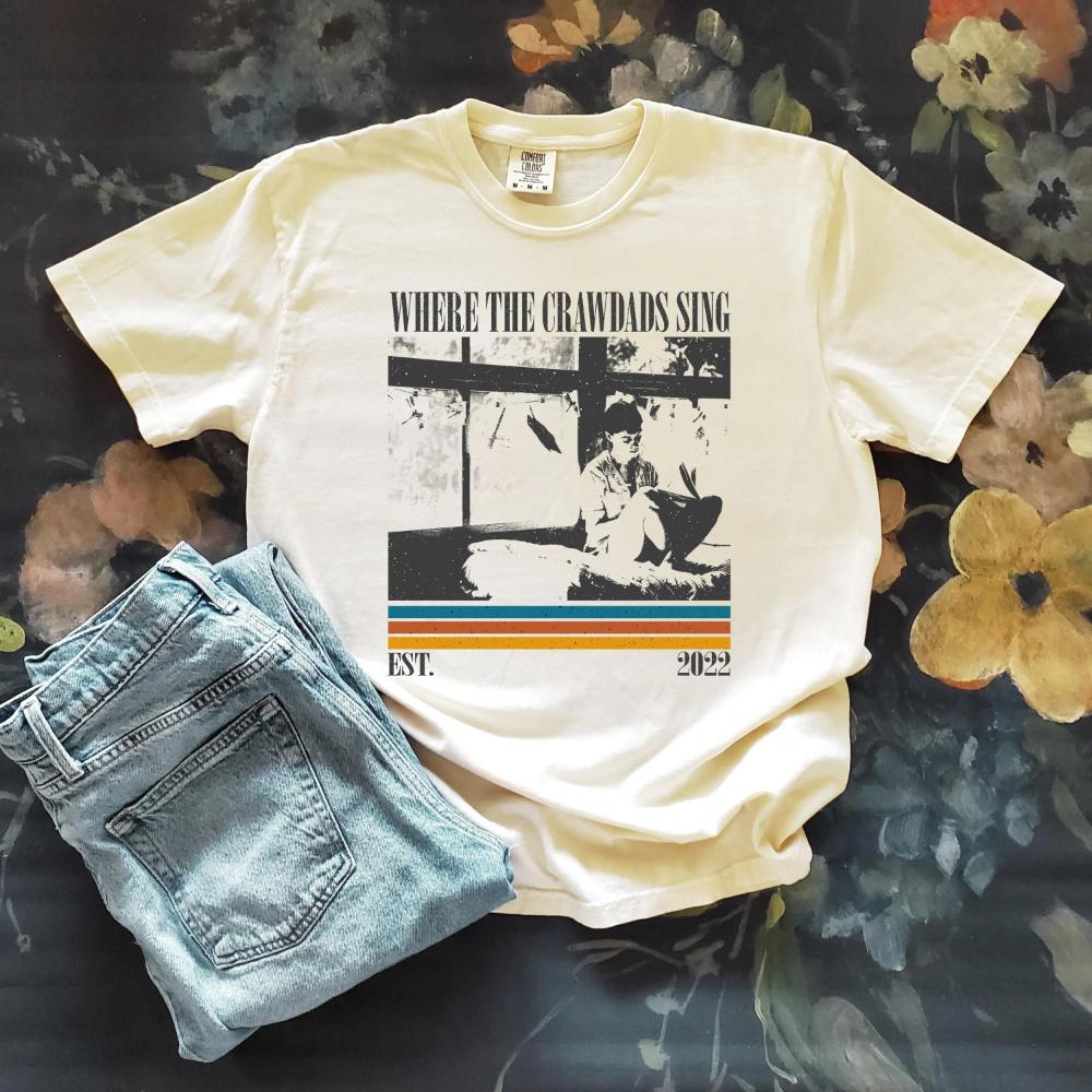 

Movie Girl in The Marsh Themed Tshirt Retro Movie Tshirt with Cotton Print Pattern Short Sleeved Shirt S