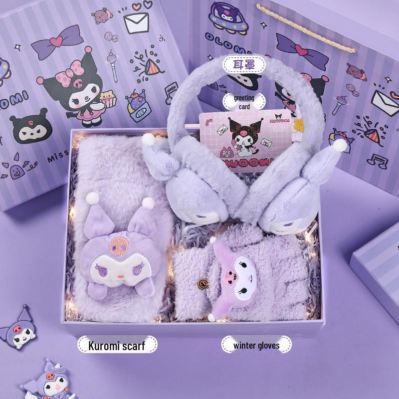 Set cadou de iarnă Kuromi: Eșarfe și Accesorii pentru Fete (Vârste 10-12)
