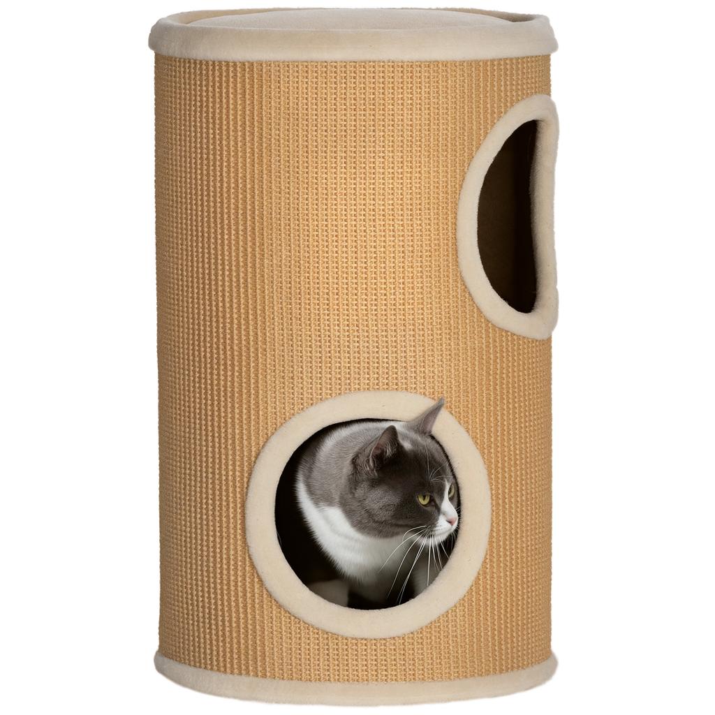 Cat Tree with Plenty of Space, Plush Cover, Sisal Surface, diameter 35 x 60H cm, Brown-Beige, 10 kg