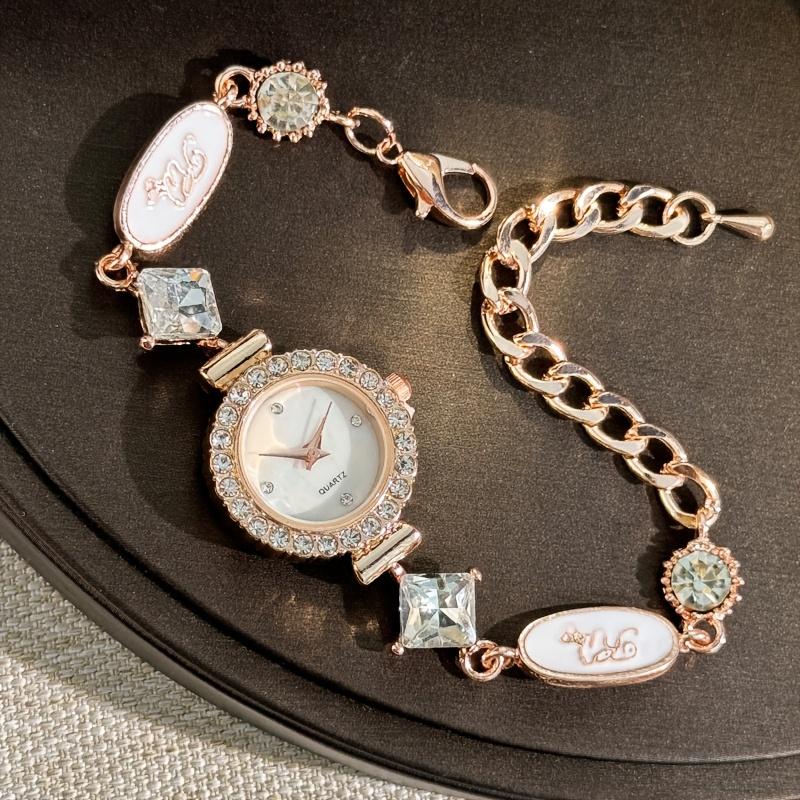 1pc Trendy Letter Chain Women's Bracelet WristchWatch Adjustable Fashion Female Elegant Quartz Watch