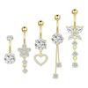 5 Butterfly Belly Button Rings Cubic Zirconia Body Jewelry Set Lightweight Copper Fashion Accessories