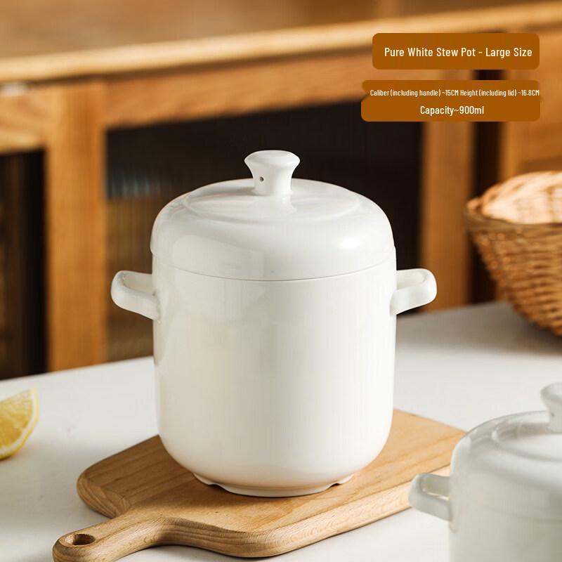 Ying Tang 950ml Ceramic Double-Lid Stew Pot