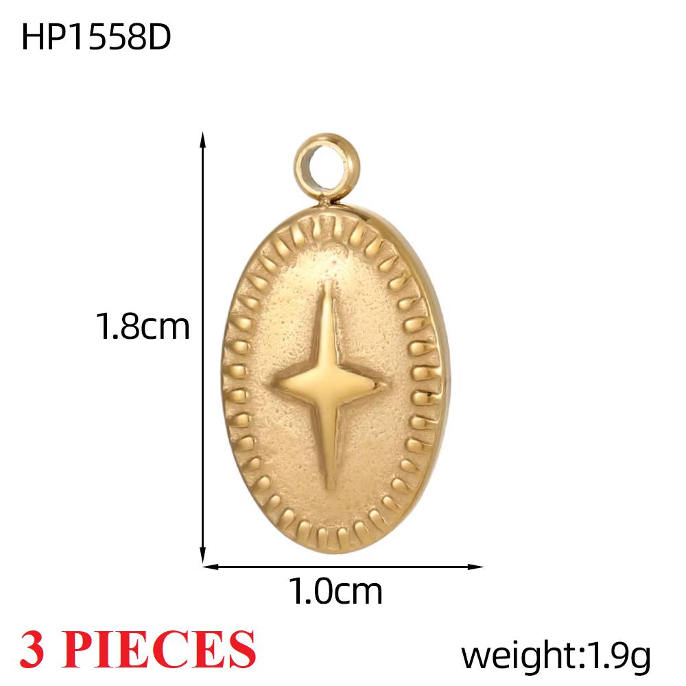 3PCS/LOT CARLIDANA Handmade Gold Plated Stainless Steel Charms, Sun Star Flower Butterfly Pendants for Bracelet Necklace Making
