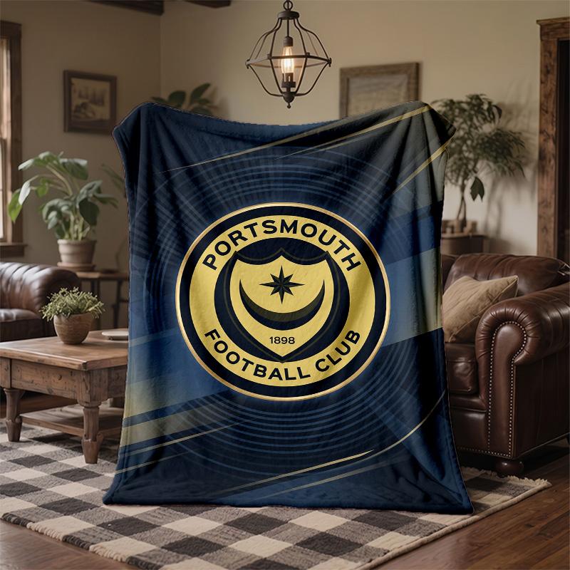 Coperta in Pile a Tema Portsmouth FC Morbida e Accogliente Coperta di Peluche per Camera da Letto Divano Viaggio
