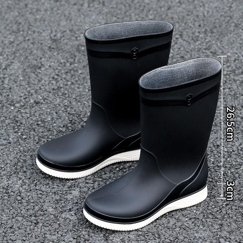 Women Mid-Calf Fashion Waterproof Rain Boots with Jelly Sole, Non-Slip Insulated Rubber Shoes for Outdoor Wear