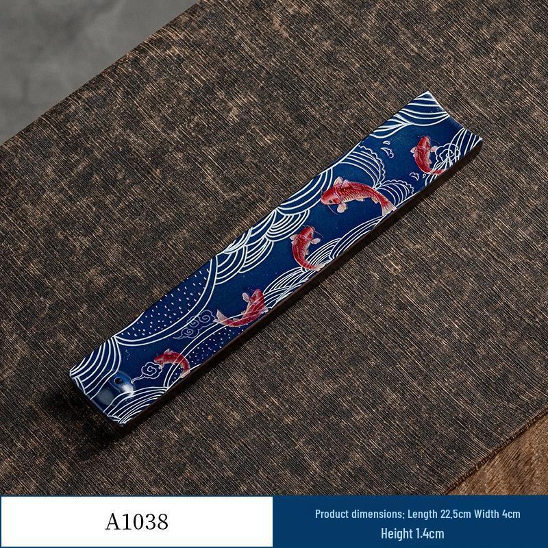 Guochao River & Mountain Ceramic Incense Holder - Retro Incense Stick Tray for Indoor Use