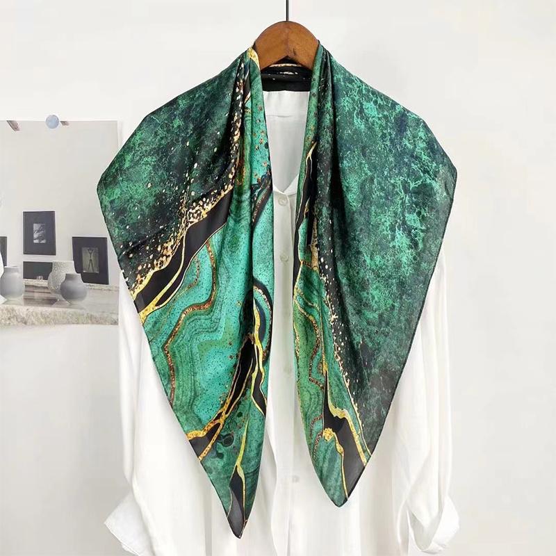 LargeSize Square Scarf, Women'sSummer SunProtection Silk Scarf, Printed Design Summer Pattern,Luxury 90x90cm