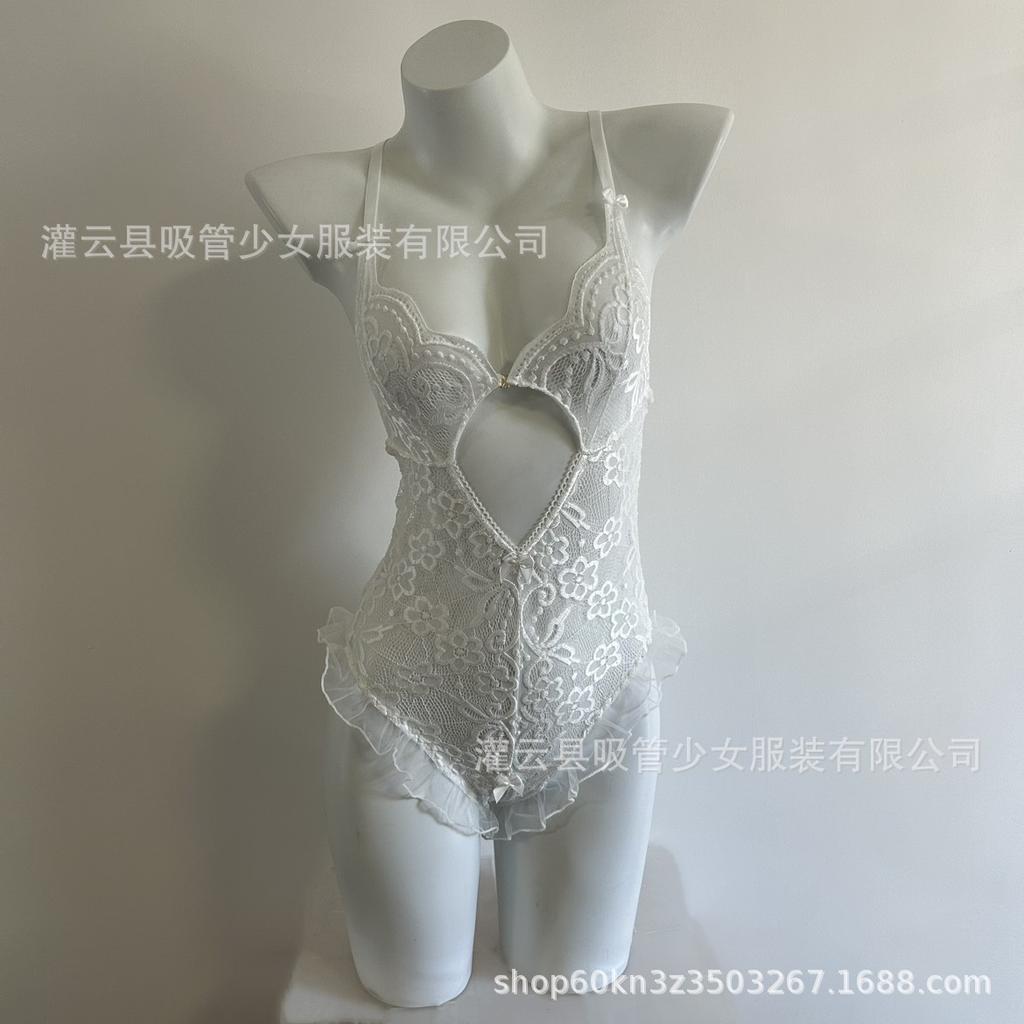 Sexy Underwear Sexy Lace Fungus Edge Sling Perspective Open Gear Open Buckle Deep V Backless