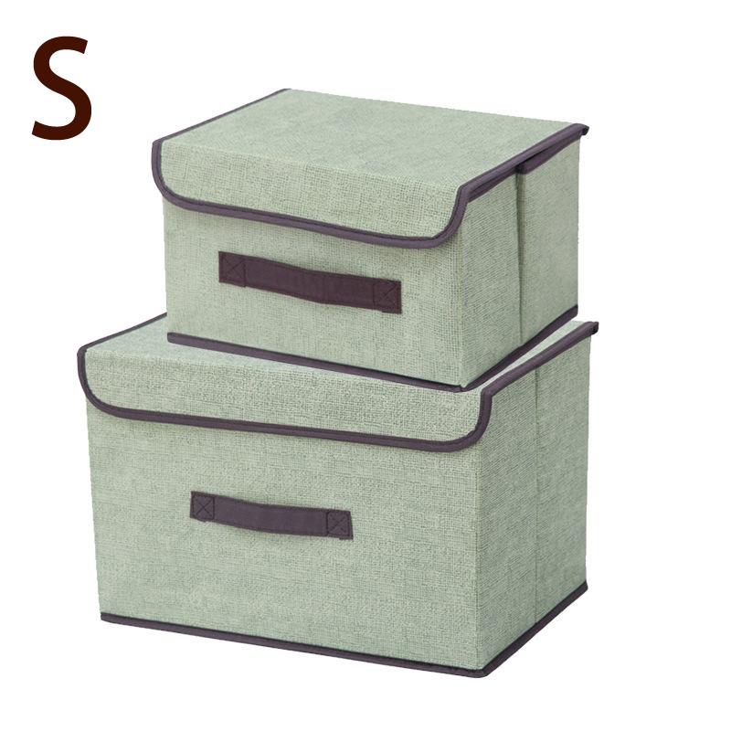 Linen-Like Fabric Storage Box Foldable Storage Box For Books And Toys Dustproof Storage Box With Lid Large storage box