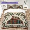 North Pole Delivery Pattern Bedding uilt Set uilt Cover Pillowcase Home Decoration Birthday Gift (1 * duvet cover + 2 * pillowcase without core)_XIA