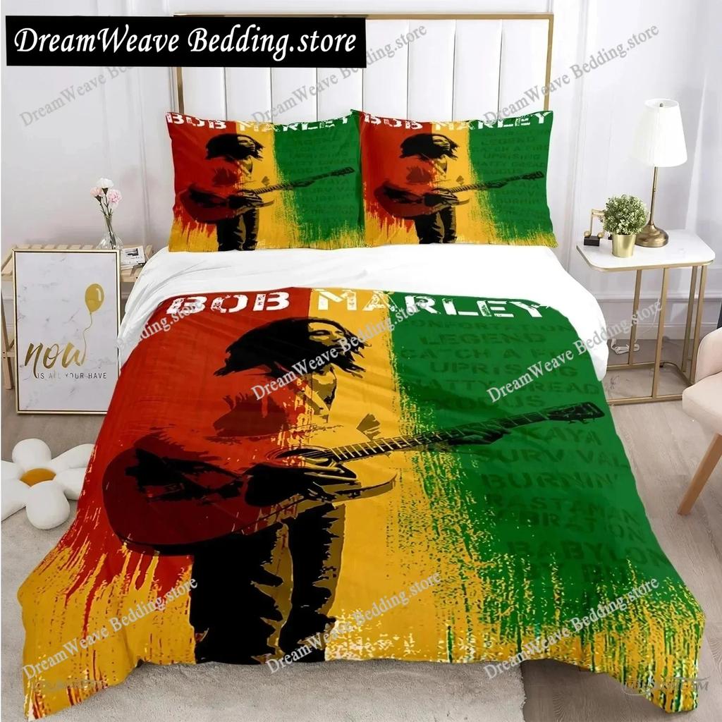 Bob Marley Musik Bettwäsche Set Bettbezug 3D Bettwäsche Mode Design Dekoration King Bettbezug Set Doppelbett Set Bettwäsche Sets
