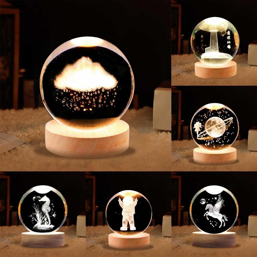 Crystal Ball Night Light With Deer Glass Material Resin Craft Gift Unique Novelty