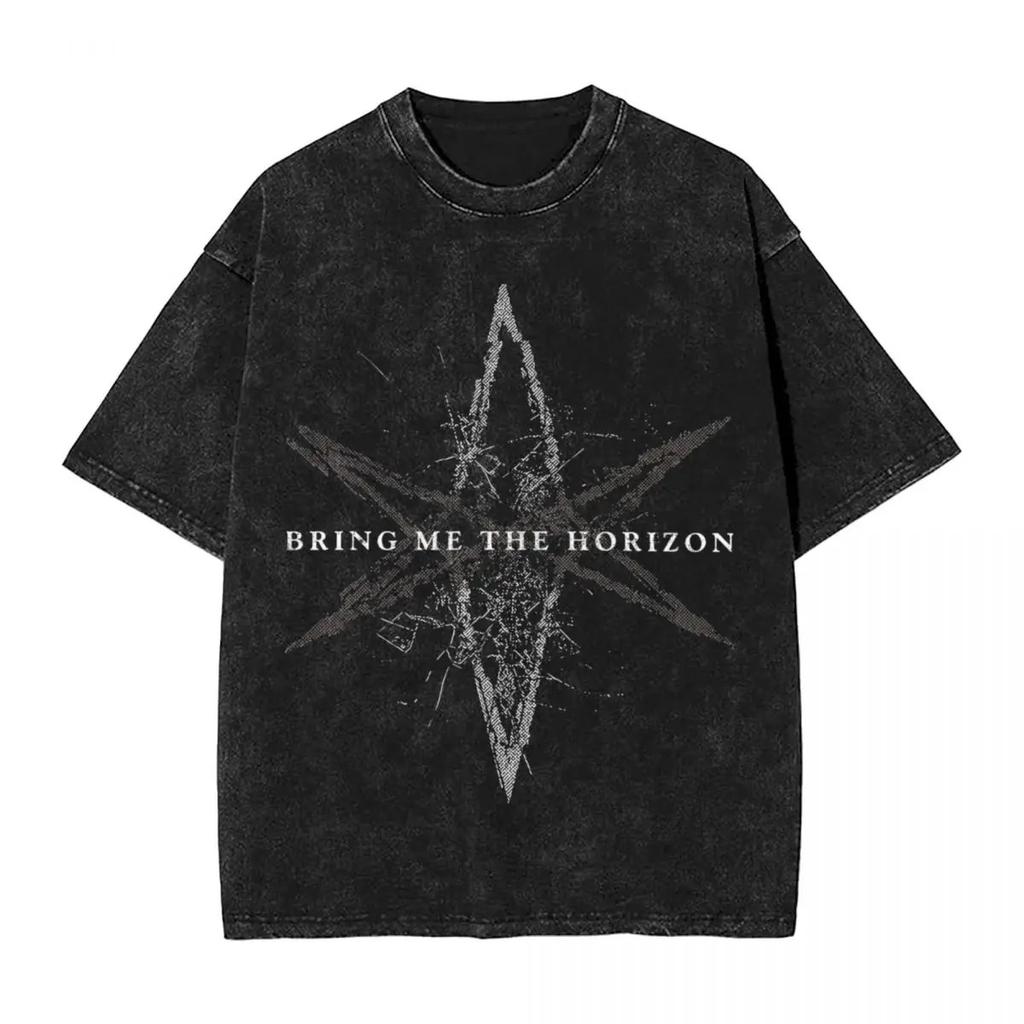 Bring Me The Horizons T-Shirt Rock Music Harajuku T Shirts Short Sleeve Streetwear Tshirt Summer Men Women Washed Oversized Tees