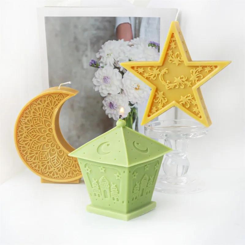 Top Quality Handmade Aroma Candle Resin Silicone Mold Islam Muslim Ramadan Decoration Eid Mubarak Ramadan Moon Star Candle Mold