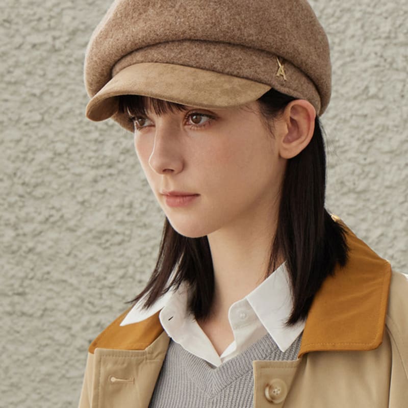 

VARZAR VA Комбинированная шерстяная кепка газетчика с шипами Теплый верх FREE