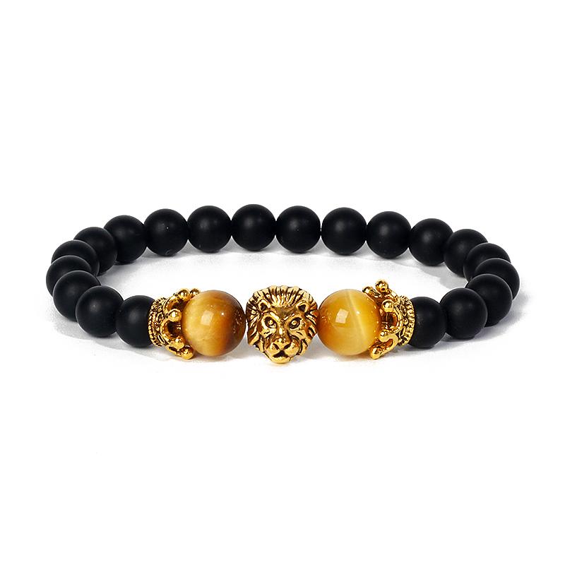 Lion Leopard Charm Bracelets Men Nature Tiger Eye Lava Stone Oil Heal Anxiety Aromatherapy Bracelets for Women Diffuser Jewelry