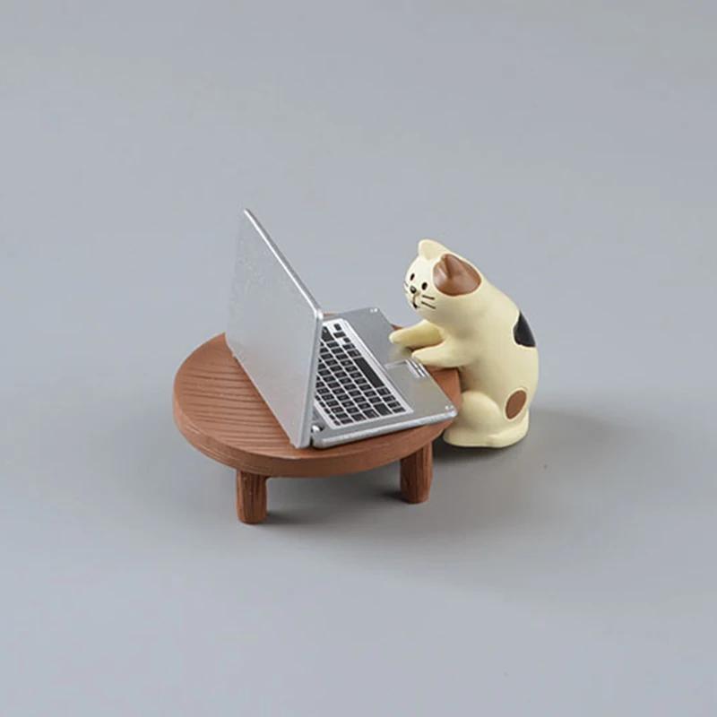 Cute Cartoon Cat Frog Bear Yellow Chair Computer Model Office Ornament Mini Home Decor Crafts Accessories Desktop Figurines Gift