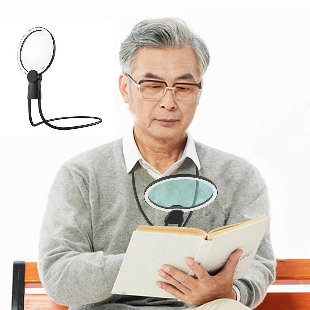 3 Color LED Lights Hands Free Magnifier Neck Wearing 10X Illuminated Magnifier Work
