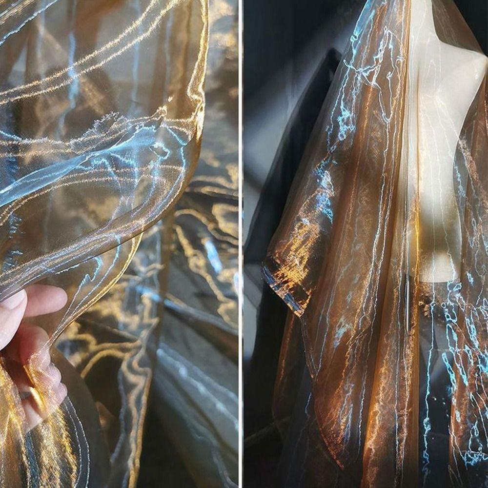 150X100cm Organza Fabric Two-color Gradient Soft Yarn Laser Fabric Blue Green Gradient Color Two-tone Fabric Party Decoration