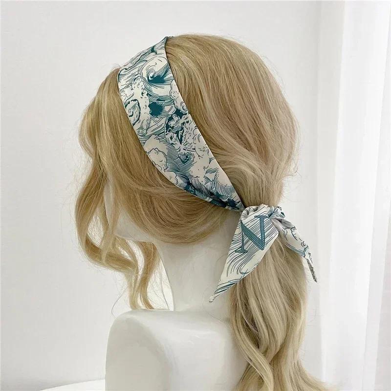 Fashion Skinny Scarf Women Luxury Letter Printing Tie Bag Handle Ribbon Hair Band Women's Headscarf New Lady Design Silk Scarves