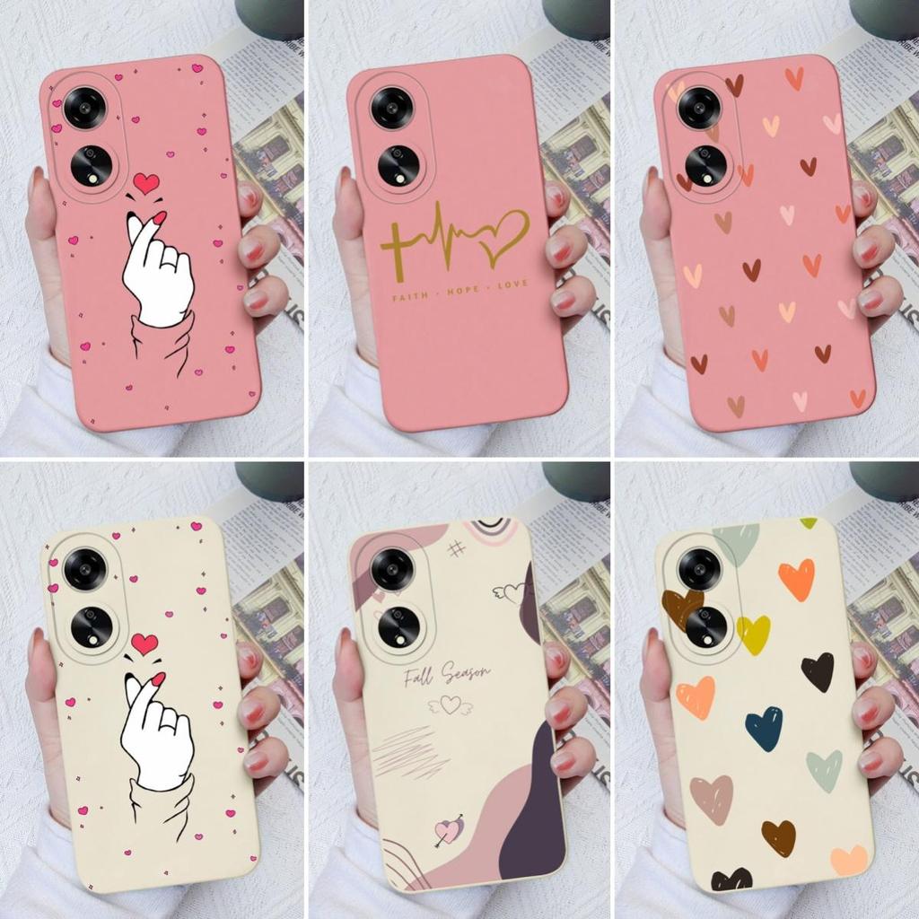 Fashion Love Heart Phone Cases For Oppo A1 A1K A7 A11 A15 A35 A52 A55 Soft Liquid Silicone Anti Slip Durable Shockproof Protective Shell For Oppo Capa
