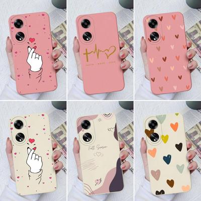Fashion Love Heart Phone Cases For Oppo A1 A1K A7 A11 A15 A35 A52 A55 Soft Liquid Silicone Anti Slip Durable Shockproof Protective Shell For Oppo Capa