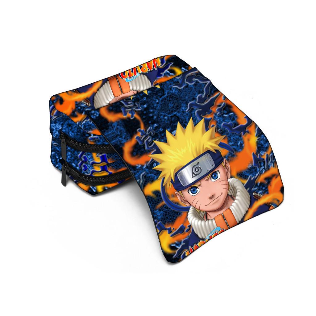 Trousse à crayons Naruto Double couche Nylon Rangement Pour étudiants Grande capacité