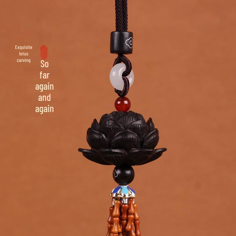 Bodhi Magnolia Lotus Ebony Car Rearview Mirror Pendant Ornament
