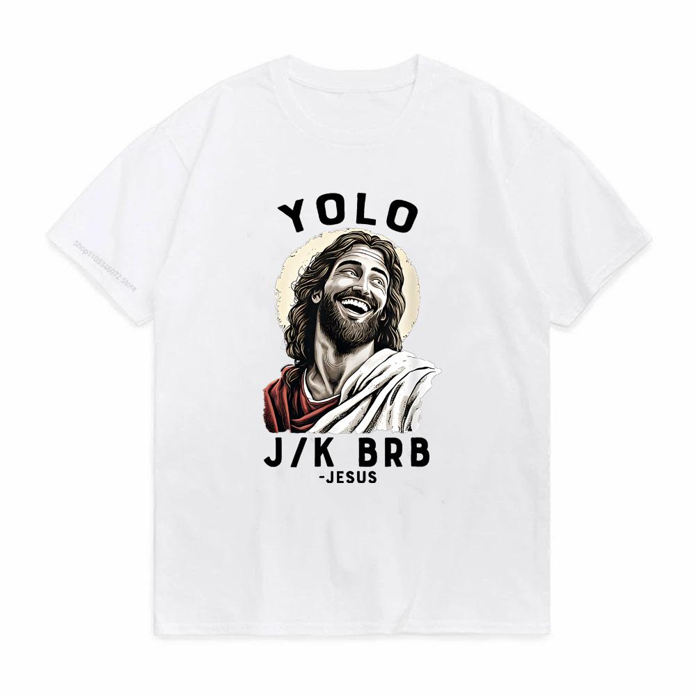 YOLO JK BRB принт Графическая футболка летняя мода футболка с круглым вырезом повседневная уличная с коротким рукавом дышащая свободная футболки мужская женская футболка S