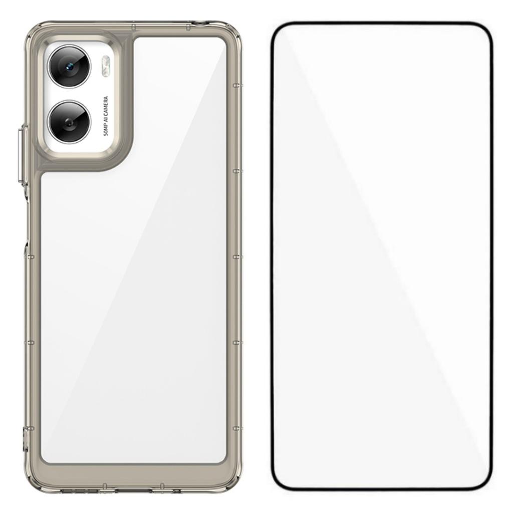 For Motorola Moto G06 Power 4G/Motorola Moto G06 4G Phone Case WANLONFENG XC Series TPU Acrylic Cover with Tempered Glass (Big Lens Hole)