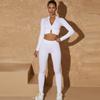 Hot Style Zipper Sport Fitness Suit Set: Women's Long Sleeve and Pants Seamless Yoga Outfit