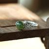 925 Sterling Silver Sapphire Hollow Pattern Retro Literary National Style National Style Live Mouth Ring Adjustable 2026