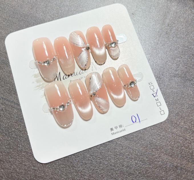 Handcrafted Short Wearable Nail Art Stickers - High-End Boutique False Nails
