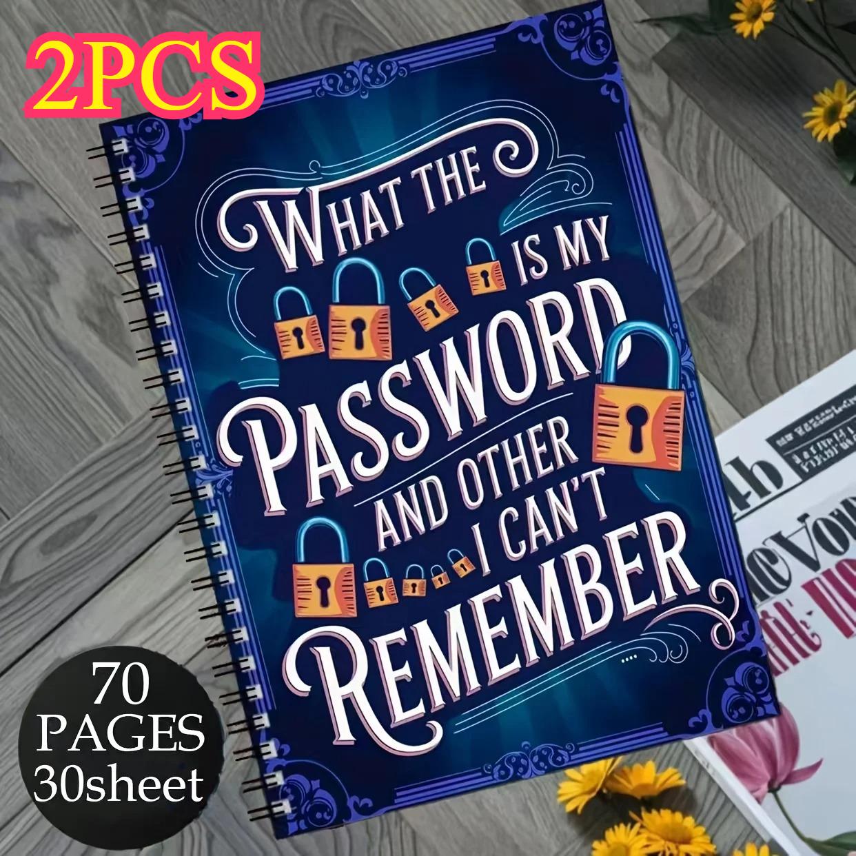 

2pcs Funny Spiral Password Notebook Logbook for Internet and Computer Login, Record Websites, Usernames, Passwords синій
