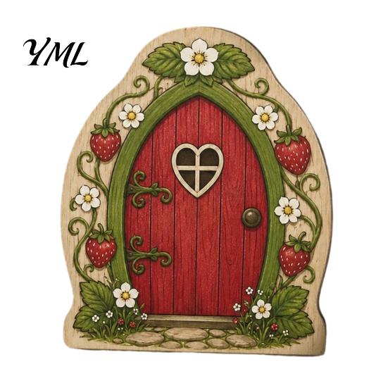 Small Fairy House Accessories Mini Wooden Door, 2D Flat Miniature Garden Rustic Nordic Style Decor Gate for DIY Craft, Dollhouse Accessory,