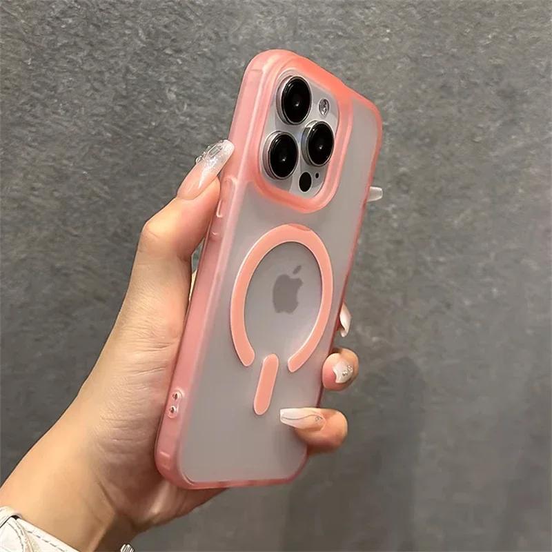 MatteTranslucent For Magsafe Magnetic Wireless Charge Case For iPhone 15 11 13 12 14 Pro Max Plus Jelly Bumper Shockproof Cover