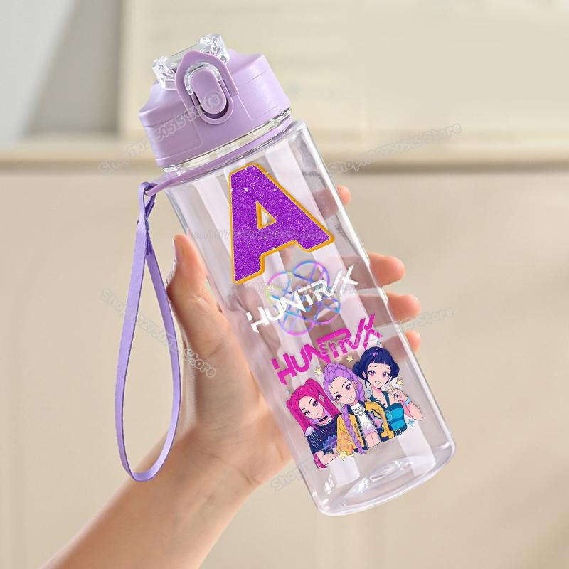900ml KPop Łowcy Demonów List Butelka na Wodę Rumi Mira Zoey Dziewczęca Szkolna Kubek na Napoje Duża Pojemność Dziecięca Sportowa Outdoorowa Butelka ze Słomką