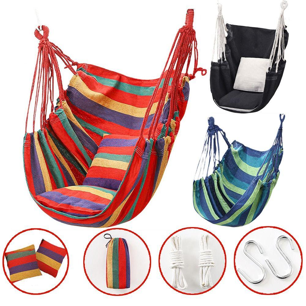Thicken Garden Swing Chair Colorful Stripe Garden Swing Seat Outdoor Hanging Chair  Indoor Use