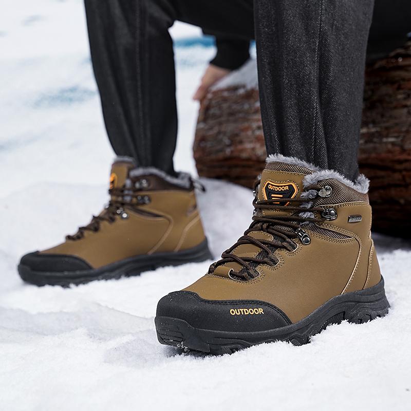 39-46 Men Winter Snow Boots For Waterproof Leather Sneakers Super Warm Men's Boots Outdoor Male Hiking Boots Work Shoes Size 39-48