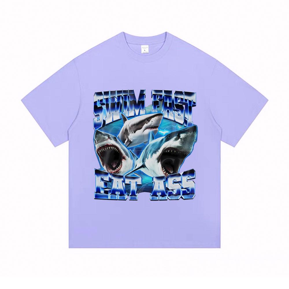 Tralalero Tralala Funny Swim Fast Eat Ass Shark Graphic T Shirts Men Women Summer Casual Humor Short Sleeve Male Fashion Tshirt