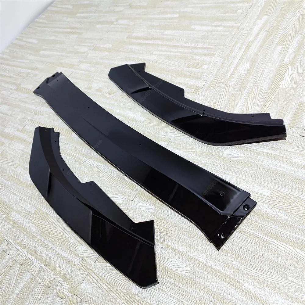 3PCS Car Front Bumper Lip Spoiler Splitter Diffuser For Ford Focus MK4 ST Line 2019-2025 Pre-LCI Bodykits Tuning Gloss Black ABS