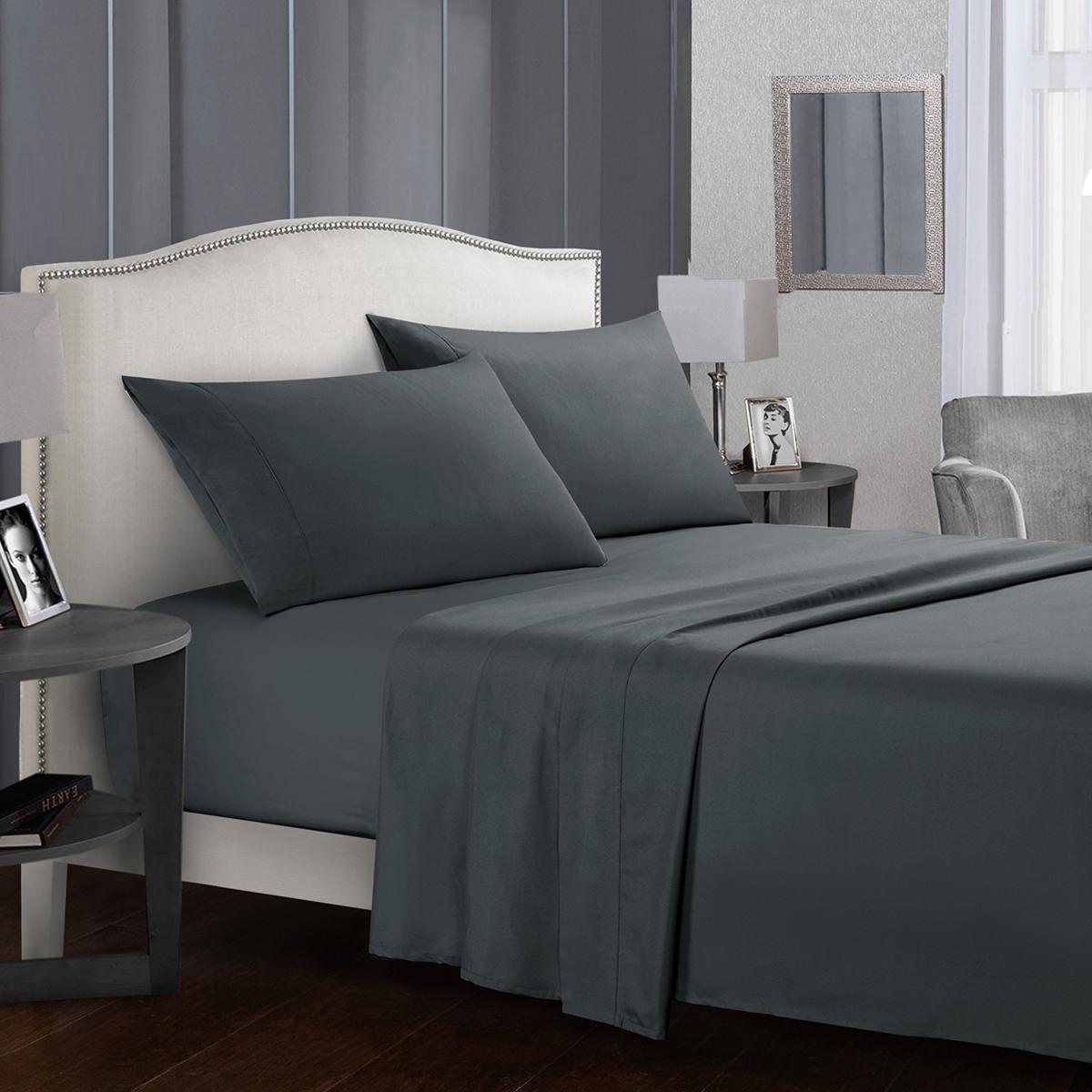 

Набор однотонного постельного белья из 3/4 предметов, Водонепроницаемая простыня на резинке и Простыня и Наволочки Мягкий, Размер Queen, KIng, Full, Twin, Белый и Серый Twin 99x190cm-4pcs&set серый