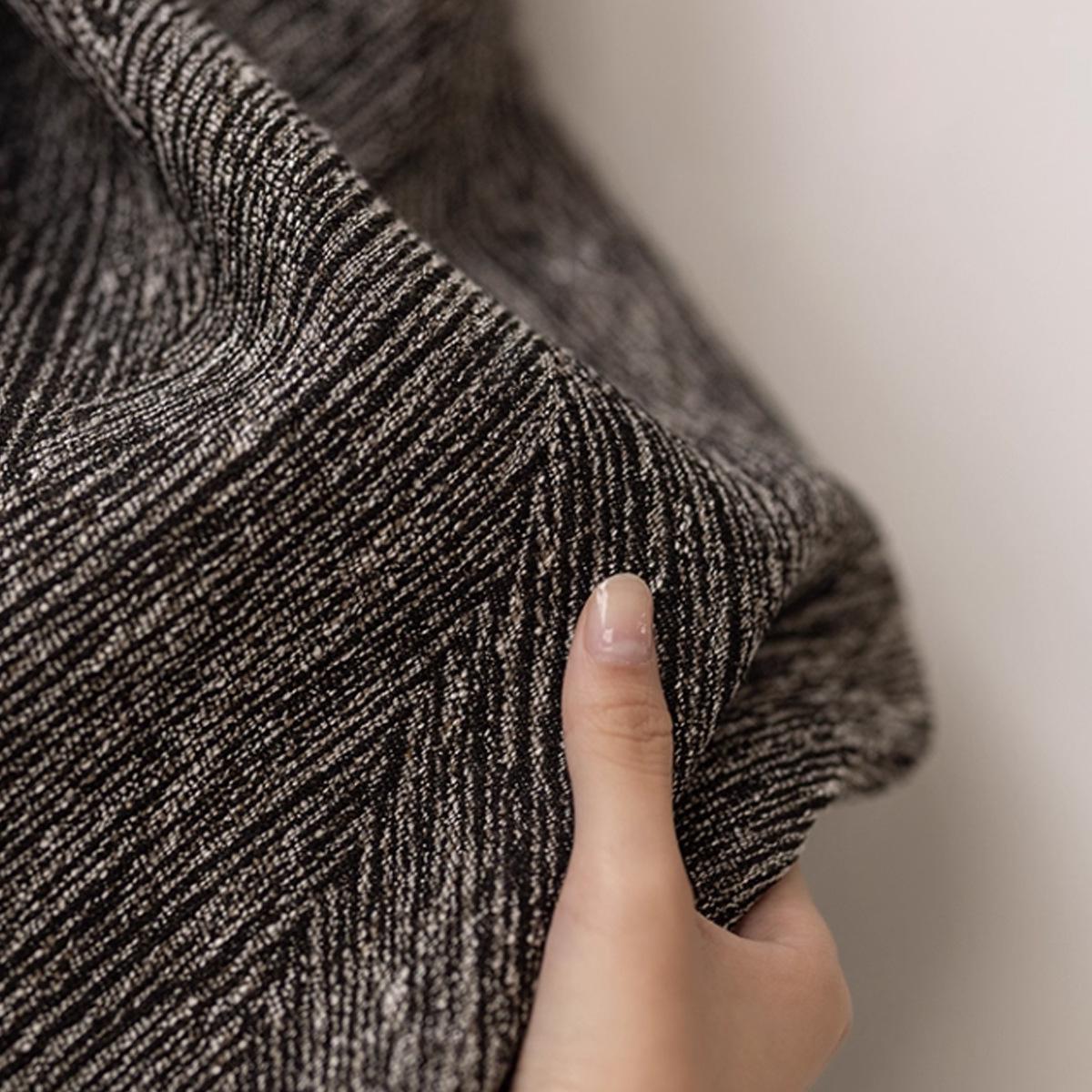 

High-End Italian Minimalist Black Truffle Cotton Linen Blackout Curtains Unprocessed Curtain Fabric Bulk (60m+)/per meter