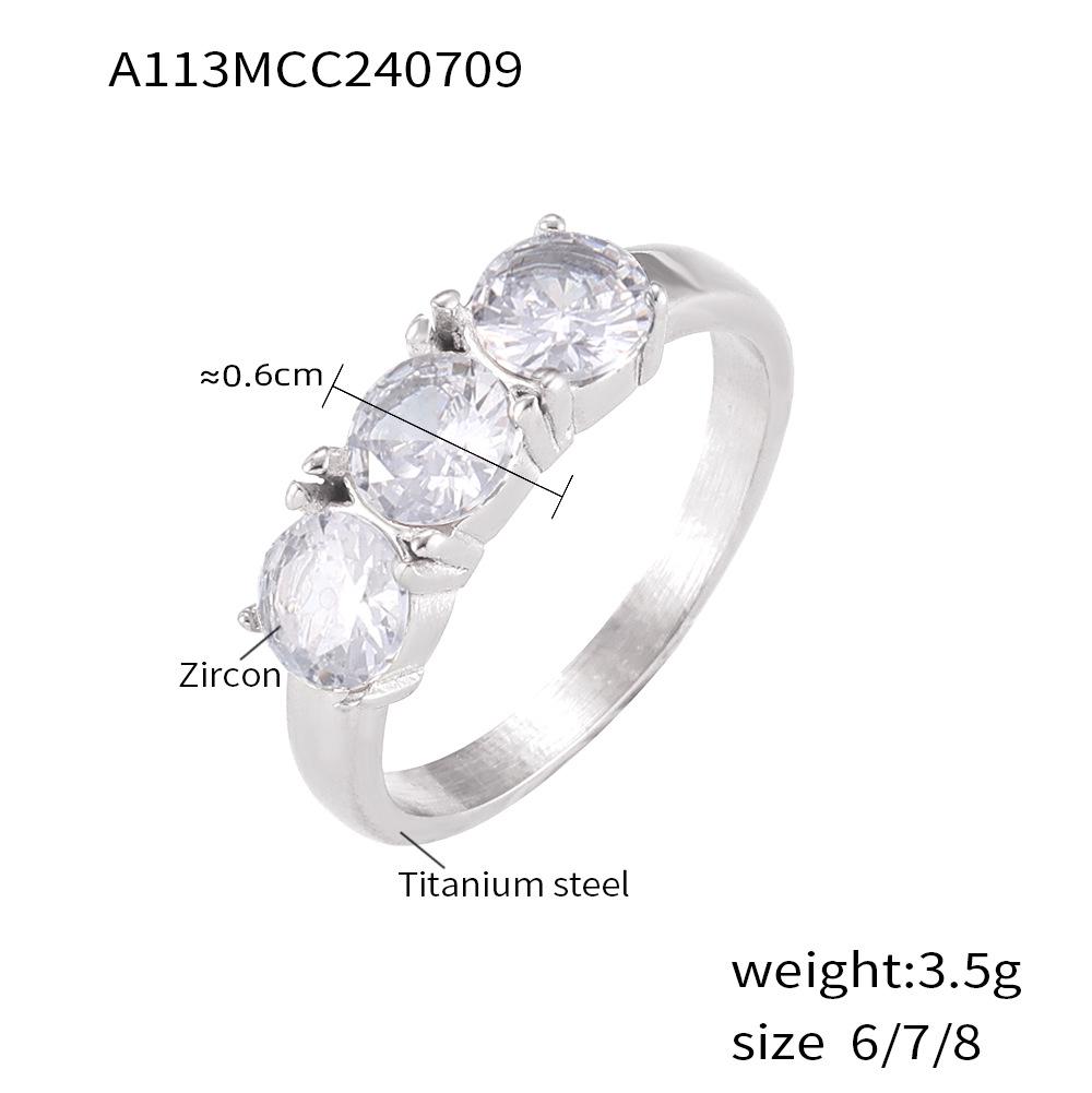 Элегантный Французский Минималистичный Позолоченный Титановый Набор Колец с Кубическим Цирконием Size 7