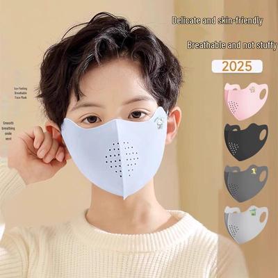 Kids' Cartoon Ice Silk Sunscreen Mask: Breathable, Full Face for Ages 3-12