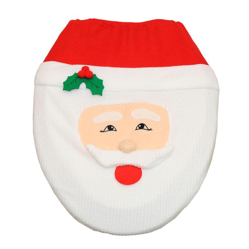 

Santa Claus PatternToilet Cover Christmas Bathroom Decor Overcoat Toilet Case Christmas Decoration Toilet Cover Elastic Fabric